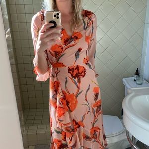 Wrap Dress with Flower Pattern